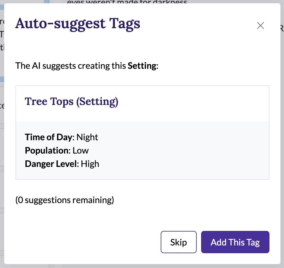 Auto-suggest new tag